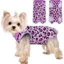 Dog Recovery Suit for Dogs Cats After Spay Surgery Surgical Surgery Suit Female Neuter Dog Onesie for Surgery Cone Alternative Suitical Pet Pajamas Body Suits Shirt, Purple Leopard, Large