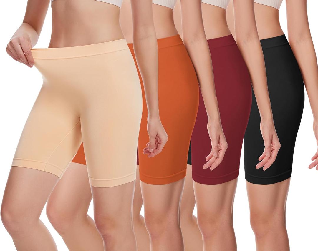 Angelhood Women's Cotton Boy Shorts Underwear Anti Chafing Seamless Biker Shorts High Waisted Soft Plus Boxer Briefs 4 Pack (Medium, Black Beige Burgundy Orange) Angelhood Women's Cotton Boy Shorts Underwear Anti Chafing Seamless Biker Shorts High Waisted Soft Plus Boxer Briefs 4 Pack (Medium, Black Beige Burgundy Orange)