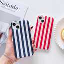 Compatible with iPhone 13/14 CaseCute Aesthetic Striped Soft TPU Shockproof Phone Case for Women Girl-Navy Blue