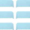 BRILLMAX 6 Pack Light Blue Tablecloths for 8 Foot Rectangle Tables 90 x 156 Inch - 8ft Rectangular Bulk Linen Polyester Fabric Washable Cloth Cover for Wedding Reception Banquet Birthday Party