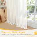 YoungsTex Linen Semi Sheer Curtains 63 Inch Length for Living Room Windows, Ivory White Light Filtering Drapes with Rod Pocket Back Tab Natural Textured for Bedroom, 52 X 63 Inch