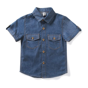 Mesinsefra Boys' Short Sleeve Denim Button Down Lightweight Shirt Summer 100