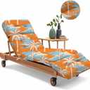 Outdoor Chaise Lounge Chair Cushion 75.1 x 22.8 x 4.7 Inches 100% Waterproof Replacement Cotton Patio Pool Lounge Chair Cushion for Outdoor Furniture with Ties, Orange Coconut Tree, 1 Pack