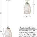 karyfine Mini Pendant Lights Kitchen Island Beige Marble Glass Lamp Shade Hand Blown Glass Pendant Light with Brush Nickel Finish Adjustable Cord for Kitchen Over Sink Hallway,Dining Room