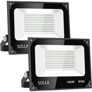 SOLLA 2 Pack 100W Led Flood Light, 10000lm 3000K Warm White Exterior Flood Lighting, Outdoor Indoor Flood Light Fixture Landscape Security Floodlight Spotlight for Yard, Garden, Garage, Rooftop