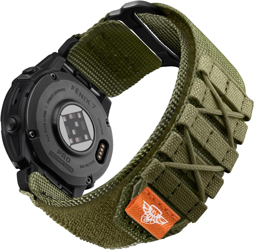 Bandletic Compatible with Garmin Instinct 2 3 Watch Bands, Rugged Tactical Nylon for Fenix 8 47mm/7/6 Pro/5 Plus, Quick Fit 22mm Strap Fit for Forerunner 970/965/955/945/Approach S70/S62/S60/Quatix