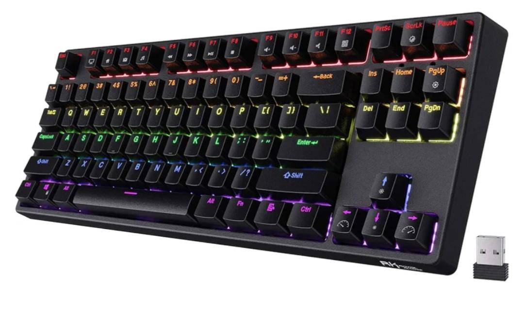 RK ROYAL KLUDGE RK87 Sink87G RGB 80% Mechanical Keyboard, Wireless 2.4G Tenkeyless Mechanical Keyboard with Programmable Software, 87 Keys, Tactile Brown Switches