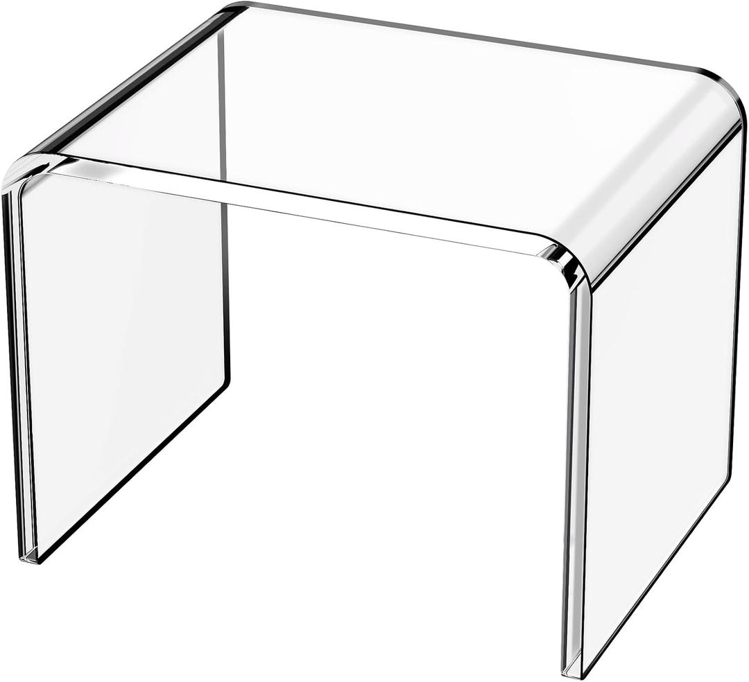 Acrylic Step Stool Small Stool, Clear Acrylic Foot Stool for Bathroom Bedroom Kitchen Holds Up to 250lbs Clear (with Non-Slip, 12.6'' x 9'' 9.8'')