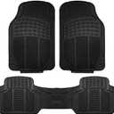 FH Group Automotive Floor Mats Solid ClimaProof for all weather protection Universal Fit Trimmable Heavy Duty fits most Cars, SUVs, and Trucks, 3pc Full Set Black