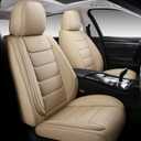 Full Coverage Faux Leather Car Seat Covers Full Set,Automotive Seat Covers for Cars,SUVs Pick-up Truck, Car Seat Cushion, Beige Seat Covers for 5 Seats,Car Seat Protector