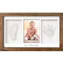 Baby Hand and Footprint Kit - Clay Handprint Keepsake Frame, Newborn Nursery Picture Frame, Personalized New Mom Gifts for Baby First Christmas Shower (Medium Oak) (Duo Frame, 13" x 7.8")