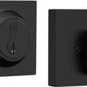 Mega Handles Laura Deadbolt Lock - Heavy Duty Square Black Deadbolt Lock for Left Or Right-Handed Doors, Locking Deadbolt for Interior/Exterior, Screws Included - Matte Black (1 Pack)