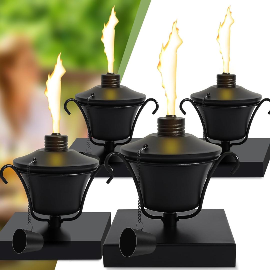Outdoor Torch for 4x4 Fence Posts,4Pack Citronella Post Cap Torch, 14.5 oz Waterproof Metal Citronella Torch, Perfect for Garden, Patio, and Porch Decor