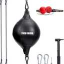 TOCO FREIDO Double End Punching Ball, Speed Bag with Difficulty Levels Boxing Reflex Ball with Headband, Perfect for Reaction, Agility, and Hand Eye Coordination Training (Black/Red/Silver)