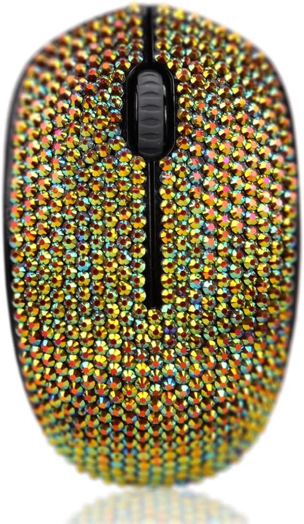 Bling Wireless Mouse, 2.4G Noiseless Mouse with USB Receiver Portable Computer Mice for PC, Tablet, Laptop - Gold Colorful