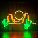 Cactus Mountain Neon Sign, Sunset Neon Signs for Wall Decor, Dimmable Led Signs for Bedroom, Western Landscape Light Up Signs for Bar Kids Room Man Cave Game Room Gaming Wall Birthday Gift (gold green)