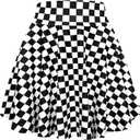 Afibi Women's Casual High Waisted Mini Flared Print Pleated Skater Skirt (XX-Large, Plaid White)