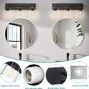 Bathroom Lighting Fixtures Over Mirror, Square Design & Rectangle Large Backplate, 3 Lights Morden Vanity Lighting Fixtures, Bathroom Light Fixtures for Bathroom/Living Room/Bedroom, Black