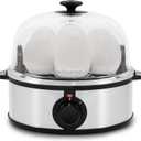 Elite Gourmet EGC648 Easy Electric Poacher, Omelet Eggs & Soft, Medium, Hard-Boiled Egg Boiler Cooker with Auto Shut-Off and Buzzer, Measuring Cup Included, BPA Free, Stainless Steel 7 Egg