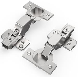 Chibery 60 Pack Frameless Inset Soft Close Concealed Hinges, Satin Nickel, Self Closing, 105 Open Angle 3D Adjustment, Stop 85  105 Degrees, Clip On, Stainless Steel for Cabinet Door