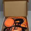 No Pull Dog Harness, Collar & Leash Set | Includes Dog Seat Belt, Collapsible Bowls & Poop Bag Dispenser. Ideal for Training, Walking, Hiking. Fits Small to Large Dogs(Orange-L)