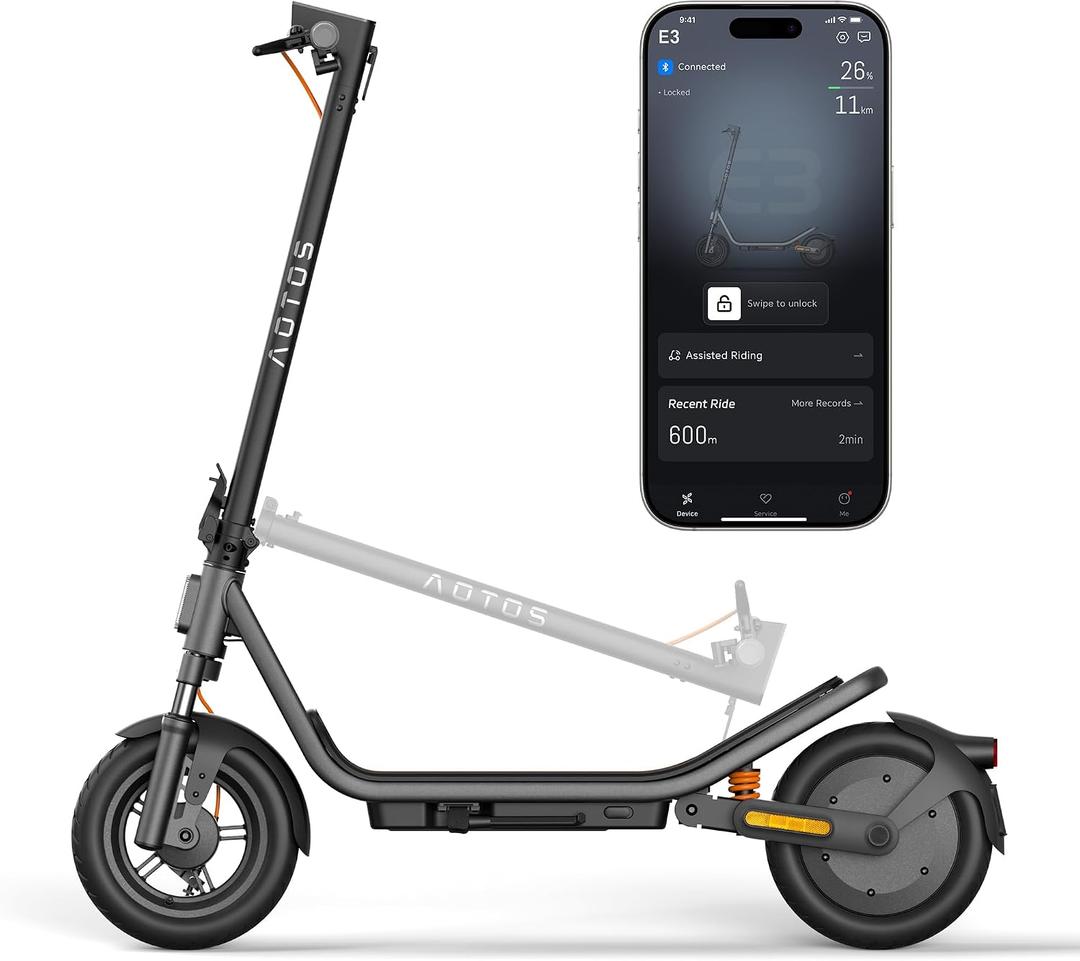 AOTOS Electric Scooter for Adults, 20 MPH, 44/28 Miles Range, 750W/650W Peak Motor, 12" Tubeless Tires, Suspension System, Foldable Commuter E Scooter with APP, Dual Brakes & Turn Signals, UL2272