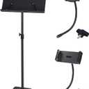 Professional Orchestra Sheet Music Stand, Adjustable Height Metal Music Book Stand Holder for Digital Piano Keyboard Wind Instruments Guitar Violin Players - w/A Phone & Tablet Holder
