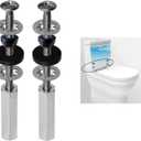 2 PCS Universal Toilet Seat Bolts Compatible with Kohler/American Standard/TOTO, Stainless Steel Toilet Seat Screws with Extra Long Downlock Nuts, Non-Slip Toothed Washers, Chrome