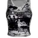 SOLY HUX Women's Y2k Letter Figure Print Crew Neck Tank Top Sleeveless Punk Vest Tops Multicolor Graphic Large (Gray, L)