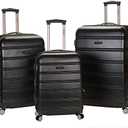 Rockland Melbourne Hardside 3 Piece Expandable Spinner Wheel Luggage Set, (20"/24"/28"), Black