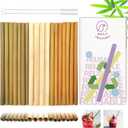 Daily Treasures 18pcs Bamboo Reusable Straws, 7.9 Inch Natural Biodegradable Straight Boba Smoothie Alternative with 2 Nylon Brushes