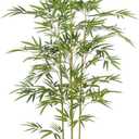 4.0 FT Artificial Bamboo Tree, Fake Bamboo Plants Indoor with Lifelike Trunk and Silk Leaves, Faux Fake Plants for Home Office Decor (Green)