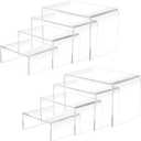 Cerpourt 8Pcs Acrylic Display Risers(6",5",4" 3") Clear Product Stand,Cupcakes Holder Dessert Display Transparent Showcase Stands, Candy Bar Risers, Acrylic Lifts Display for Figures