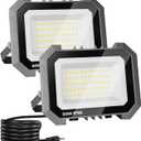 Leddictive 2 Pack LED Flood Lights Outdoor, 50W 5000LM Super Bright Floodlight Outside Work Light with 5.9FT Plug, IP65 Waterproof 6000K Outdoor LED Flood Light for Garage, Yard, Lawn, Garden