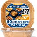 HONYAO Air Fryer Paper Liners 10 inch XXXL for 8-12 Qt Airfryer, 200pcs Square Thickened Disposable for Extra Large Fryers and Oven
