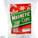 Signs Authority 100 Pack Extra Strong Magnetic Christmas Light Clips - Magnetic Hooks for Outdoor String Lights on Gutters, Fences, Roof - Shatterproof All-Weather Magnet Clips for Xmas Lights Outdoor