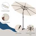 Tobeos 10 FT Outdoor Patio Umbrella, 2 Tiers Market Table Umbrella with 8 Sturdy Ribs, Push Button Tilt and Crank, UPF50+ UV Protection for Deck, Pool, Garden and Backyard, Cream White