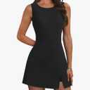 NIASHOT Athletic Dress for Women Mini Crew Neck Sleeveless Built in Shorts with Pockets Tennis Golf Dress.Size (XXL)