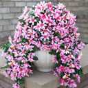 Ivydale Artificial Lily Flowers for Outdoors Fake Hanging Flower Vines for Outside Decoration, UV Resistant 2PCS Faux Plants for Patio Porch Balcony Garden Yard, Pink