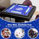 Mahjong Mat Table Cover 32x32 Inch Large American Mahjong Game with Game Rules, Travel Poker Playing Mats Portable cloth bag for 2025 Mahjongg Jongg Fans, Poker, Board Games and Dominoes(Blue)