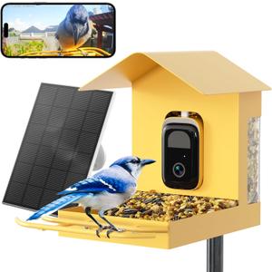 Bilantan Metal Smart Bird Feeder with Camera Solar Powered, 5G/2.4G WiFi Compatible, Lifetime Free Al Birds Identification, 2.5K Video Bird Feeder, Ultimate Gifts for Mothers Day