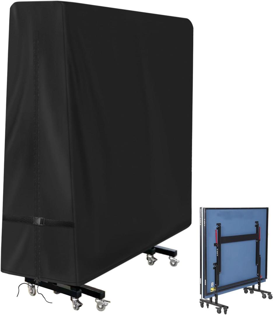 Ping Pong Table Cover, Outdoor & Indoor Waterproof Tennis Table Cover for Folding Ping Pong Table,600D HeavyDuty All Weather Protection Dust Cover  64'' x 26'' x 64''