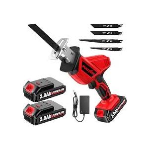 Cordless Reciprocating Saw, Electric Saw with Battery and Charger, 20V Battery Power Saws, 0-3500 SPM Variable Speed, Tool-Free Change, 4 PCS Blades for Wood PVC Metal Pipe Tree Cutting, 2 Batteries