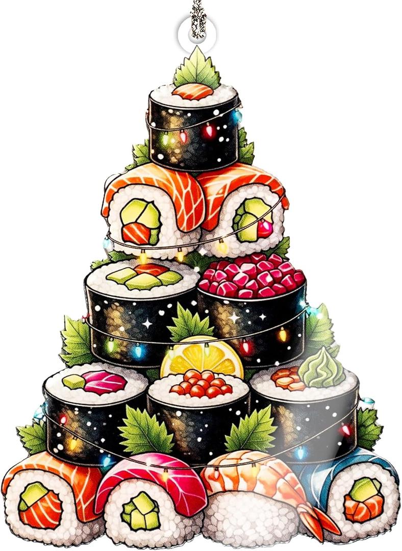 sushi ornament - japanese food christmas decor  funny foodie gift | holiday kitchen decoration  sushi lover style  christmas ornament 2025 - white elephant gifts - xmas tree funny decoration