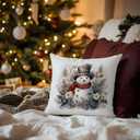 9 x Snowman Pillow Covers 18x18, Floral Christmas Pillow Covers for Couch Bed, Snowman Decor, Winter Home Decor, Christmas Decorations for Living Room Bedroom Home Office