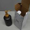 Creative Ceramic Soap Dispenser, Matte Cylindrical Bottle Design with Cute Letter Emboss 10 oz. (Black)