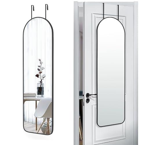 SCWF-GZ 47x14 Mirror Full Length Back Door Hanging or Wall Mounted Aluminum Metal Frame Arch Mirrors for Entryway Bedroom Bathroom Dressing Living Room 47 14 inch Black