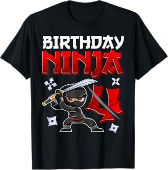 4 Years Old Boy Birthday Tee, Birthday Ninja Toddler TShirt, 4T