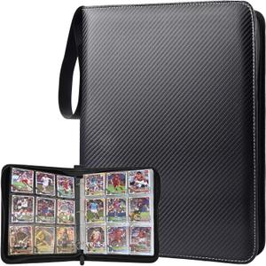 Portable 9-Pocket Trading Card Binder, Holds 990 Cards with 55 Removable Double-Sided Sleeves, Baseball Card Binder Card Storage Organizer Album for Boys, Girls, Sports & Game Cards
