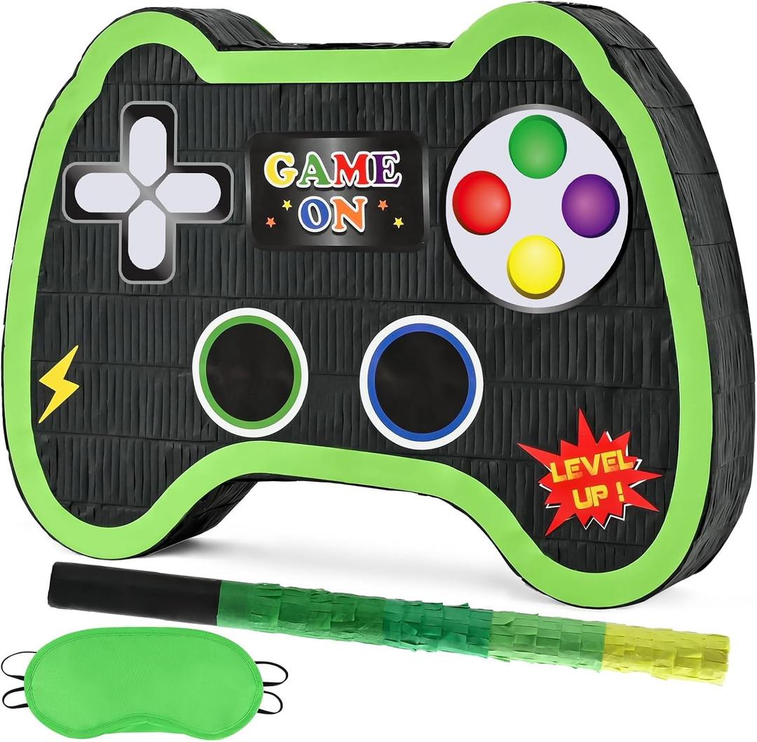 WERNNSAI Video Game Controller Piata - Game Party Supplies Piata Bundle with Blindfold and Bat for Boys Kids Gaming Theme Birthday Party Game Carnival Activity Decorations (15.7" x 12.2" x 3.1")